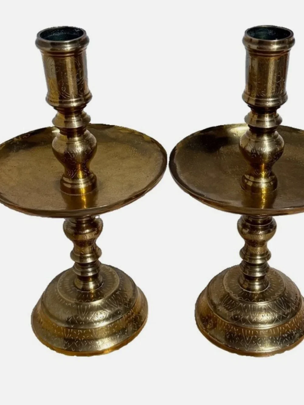 Vintage Brass Candlesticks Pair 11.5